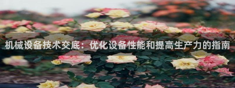 金年会金字招牌至上：机械设备技术交底：优化设备性能和提高生产力的指南
